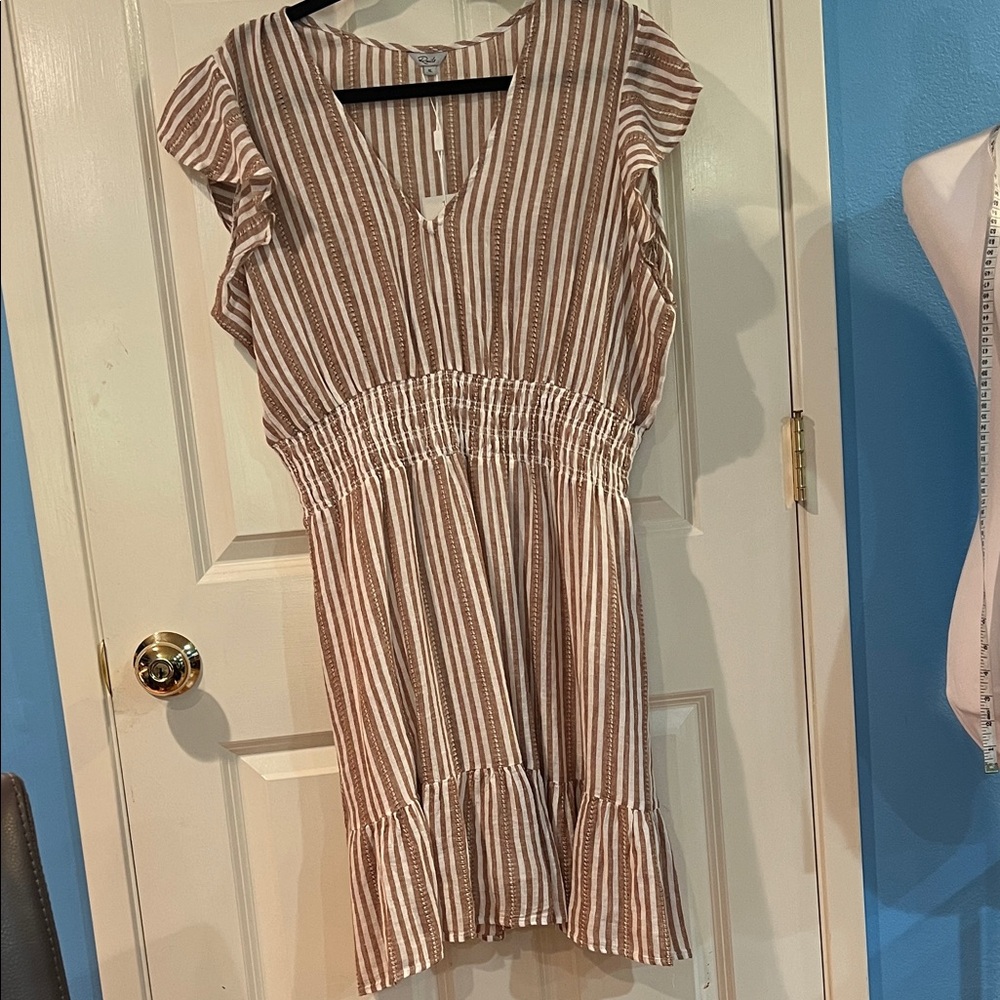 rails Tara dress Palo santo stripe XL flutter sleeve